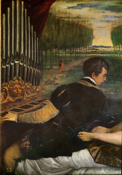 Venus with an Organist and Cupid (detail) by Tiziano Vecelli